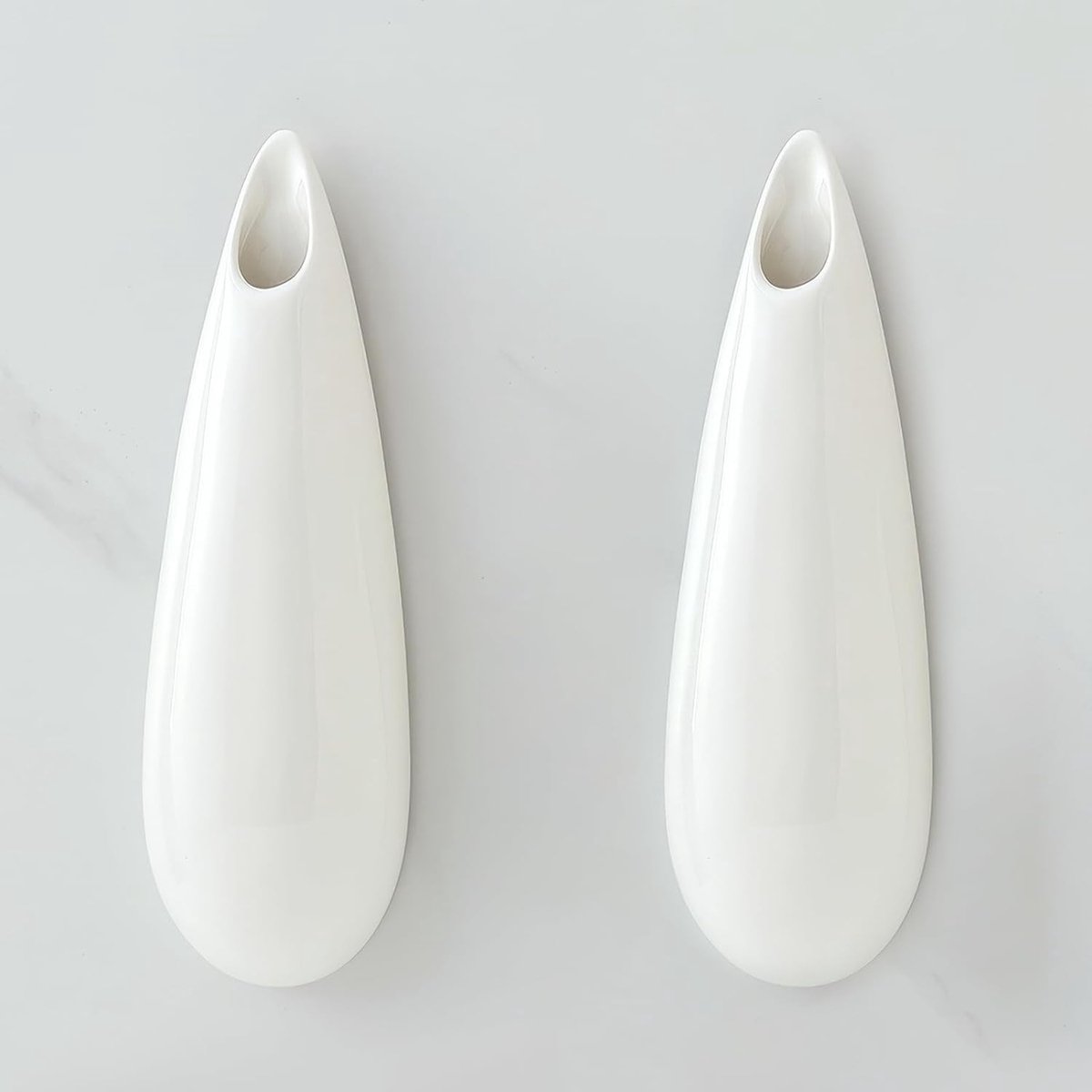 SnelShoppen - Set van 2 Hangende Keramische Wandvazen 30cm - Minimalistische Wandplantenhouder voor Binnen en Buiten - Wanddecoratie voor Tuin, Keuken
