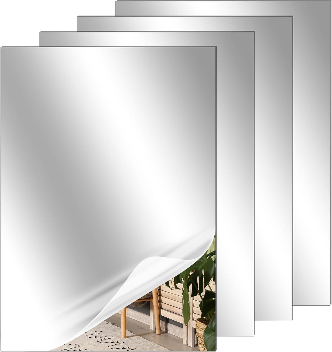 Zelfklevende spiegels A4 - HD acryl 2mm dik - Eenvoudige installatie - Voor slaapkamer en badkamer - ShopVlot