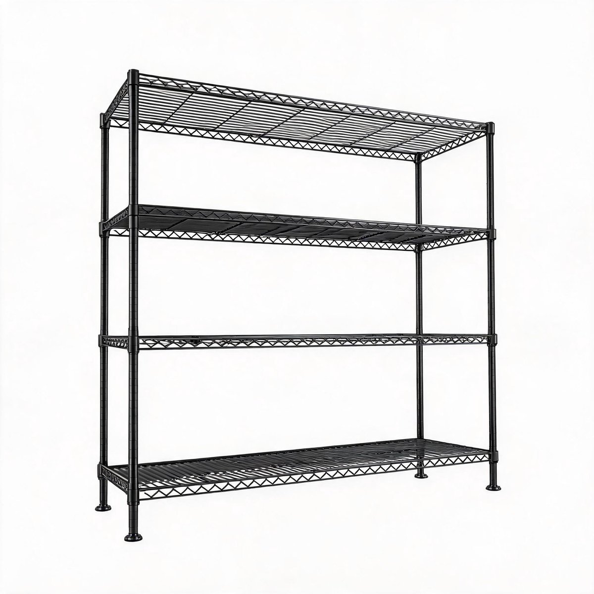 Multifunctioneel 4-Laags Staalrek - Zwart Verstelbaar Opbergrek - 120*45*150 cm - 1200KG Draagvermogen voor Huis & Bedrijf