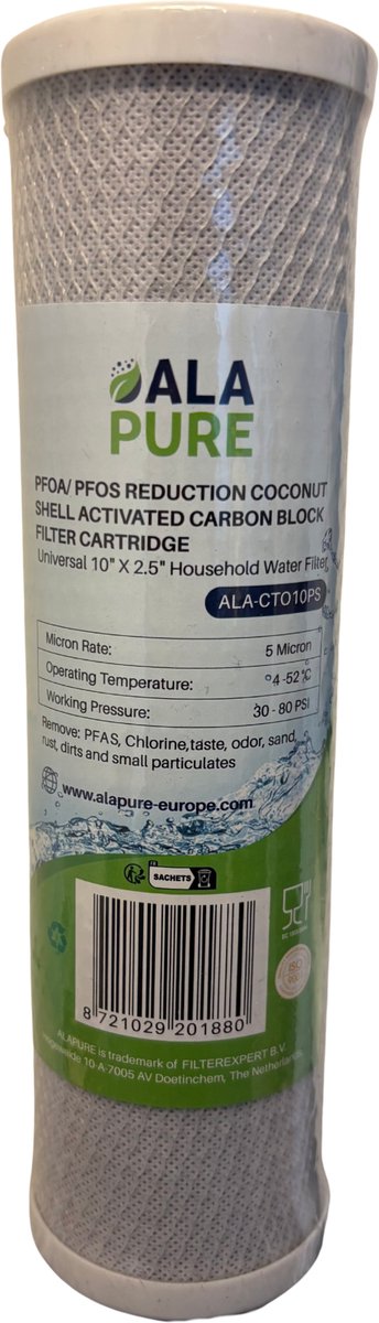 Alapure PFAS Koolstoffilter Carbon Blok CTO10PS