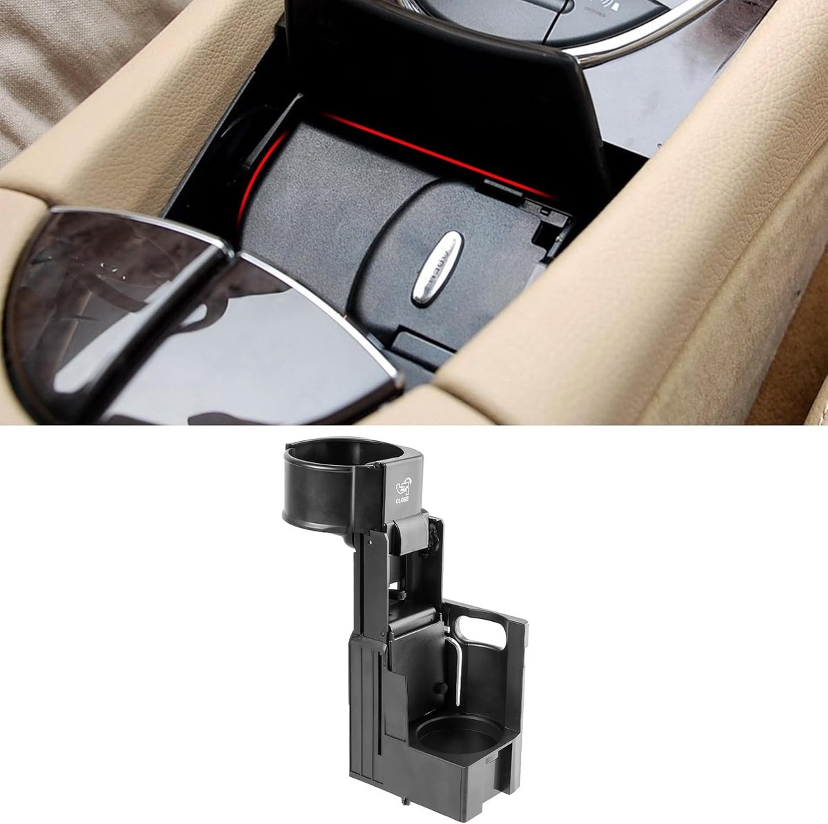 SnelShoppen - Drinkhouder Compatibel met Mercedes Benz E Klasse W211 S211 en CLS C219 - Hoogwaardige Zwarte Kunststof - Perfect voor 2002-2009/2004-20