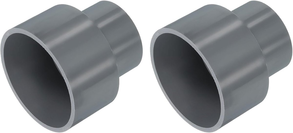 SnelShoppen - PVC Verbindingsstuk, Set van 2, 75mm x 50mm Reducer, Pijp Coupler, Adapter voor Tuin, Boerderij, Irrigatie, Waterpijp Fittingen, Grijs,