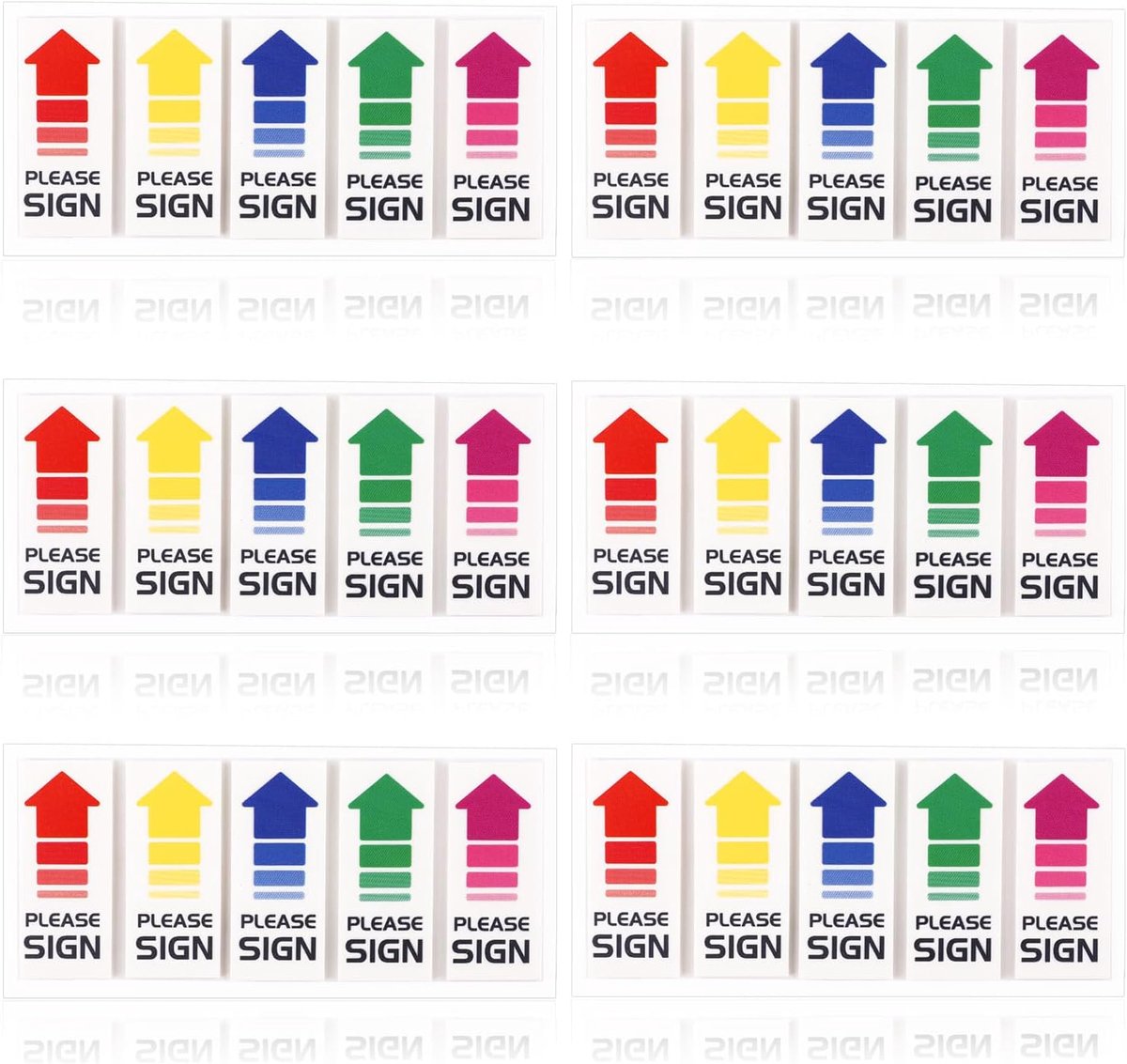 SnelShoppen - 600 Stuks/6 Pakketten Please Sign Tabs, 12x5.3cm Message Flags in 5 Kleuren, Pasting Signature Labels voor Thuis en School
