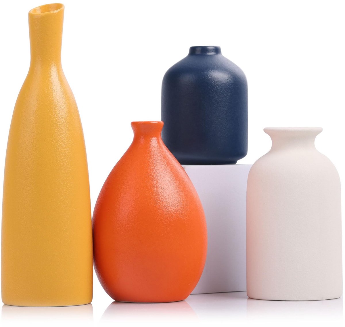 Omgoods - Set van 4 Kleurige Keramische Bud Vazen