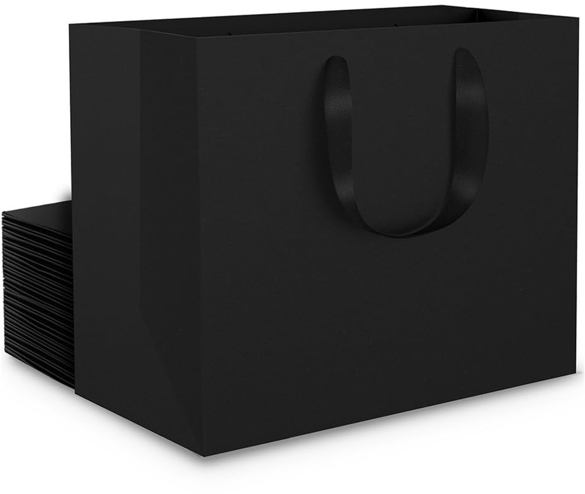 Omgoods - Set van 20 Zwarte Papieren Cadeautassen met Handvat, 250GSM