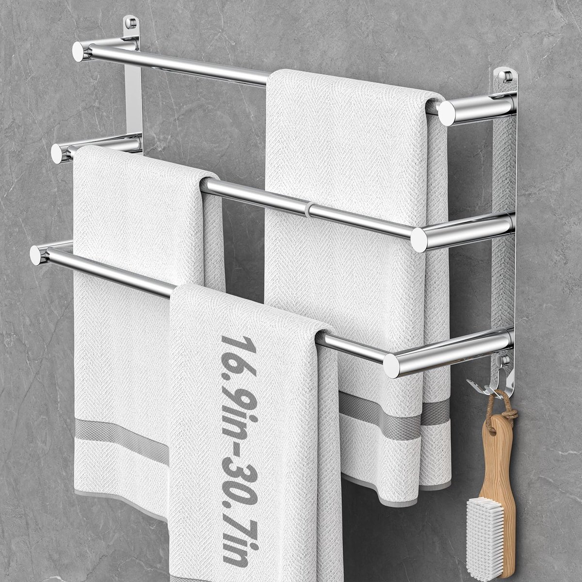 Omgoods - Uittrekbare handdoekhouder 43-78CM - dubbele handdoekbar voor badkamer
