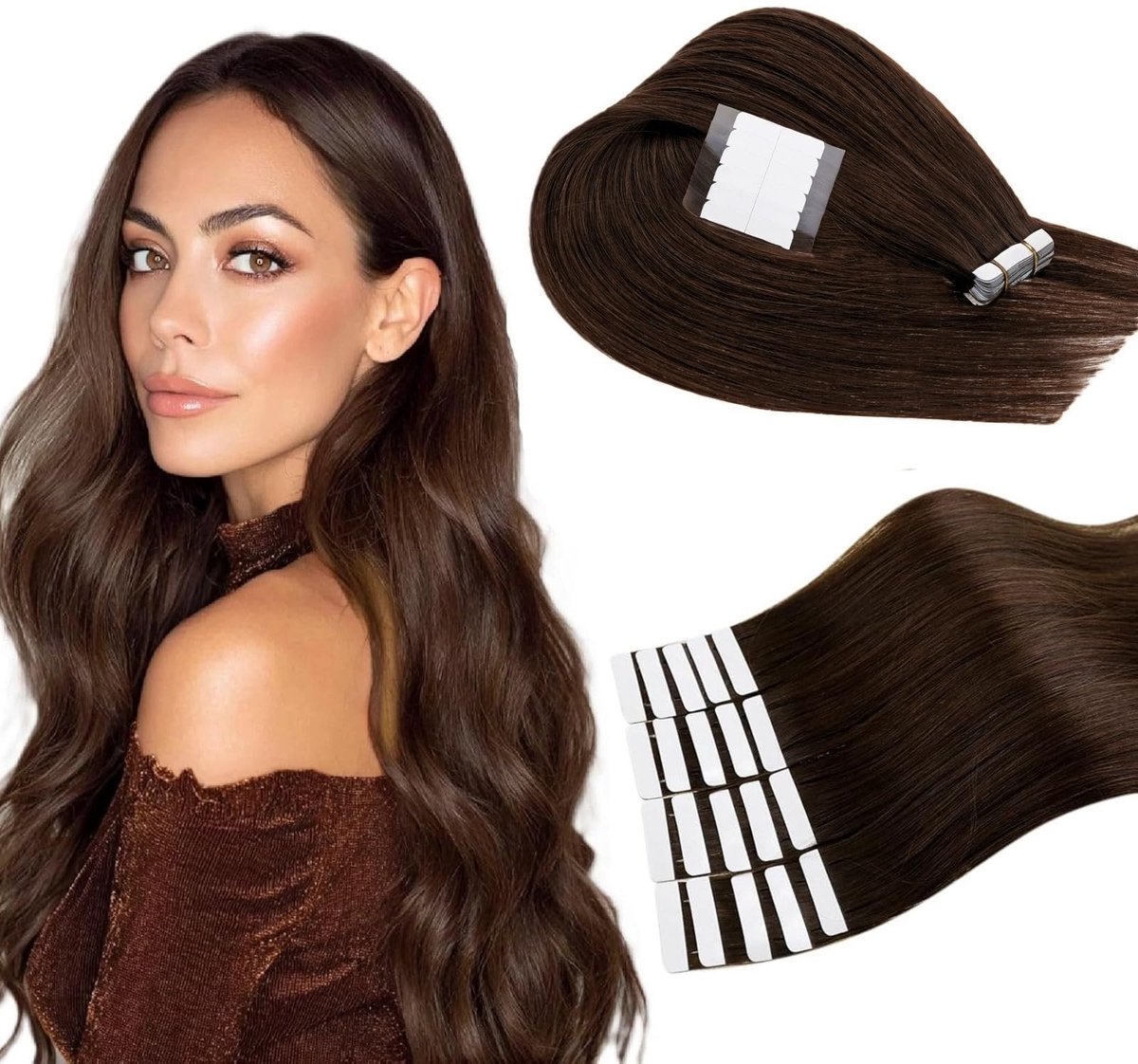 Omgoods - Tape in Extensions 20 Stuks 50cm Bruin