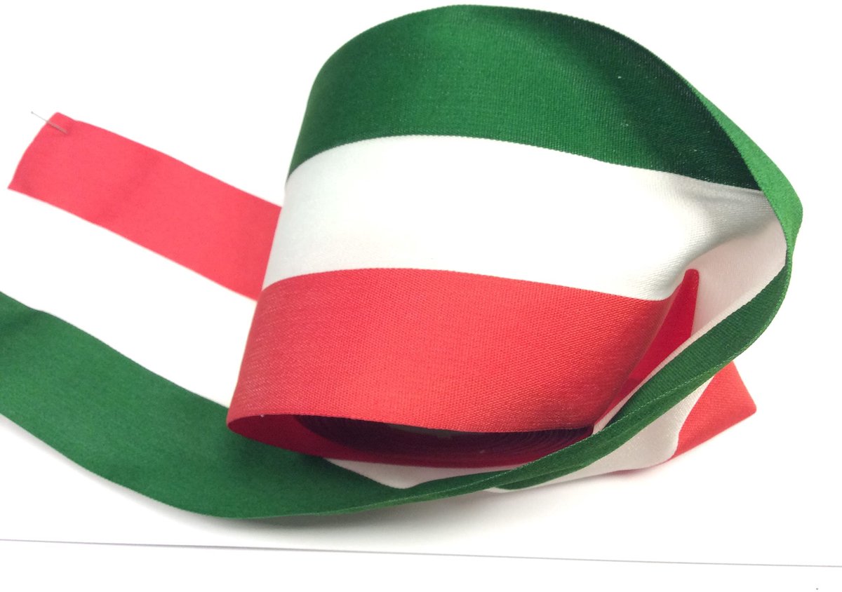 Omgoods - Italia Tricolore Textielband 10 cm x 10 m in Groen, Wit en Rood