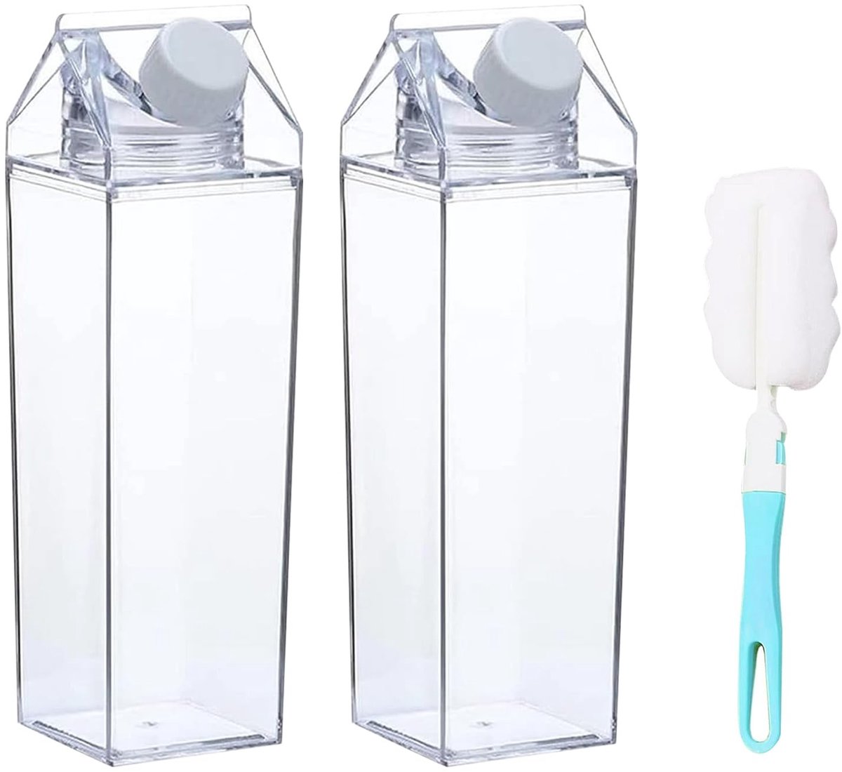 Omgoods- Melkflessen 1000ml - 2-Pack - Draagbare Sapflessen - Herbruikbare Eco Flessen - Lekvrije Flessen - Voor Camping/Outdoor Activiteiten - Waterfles