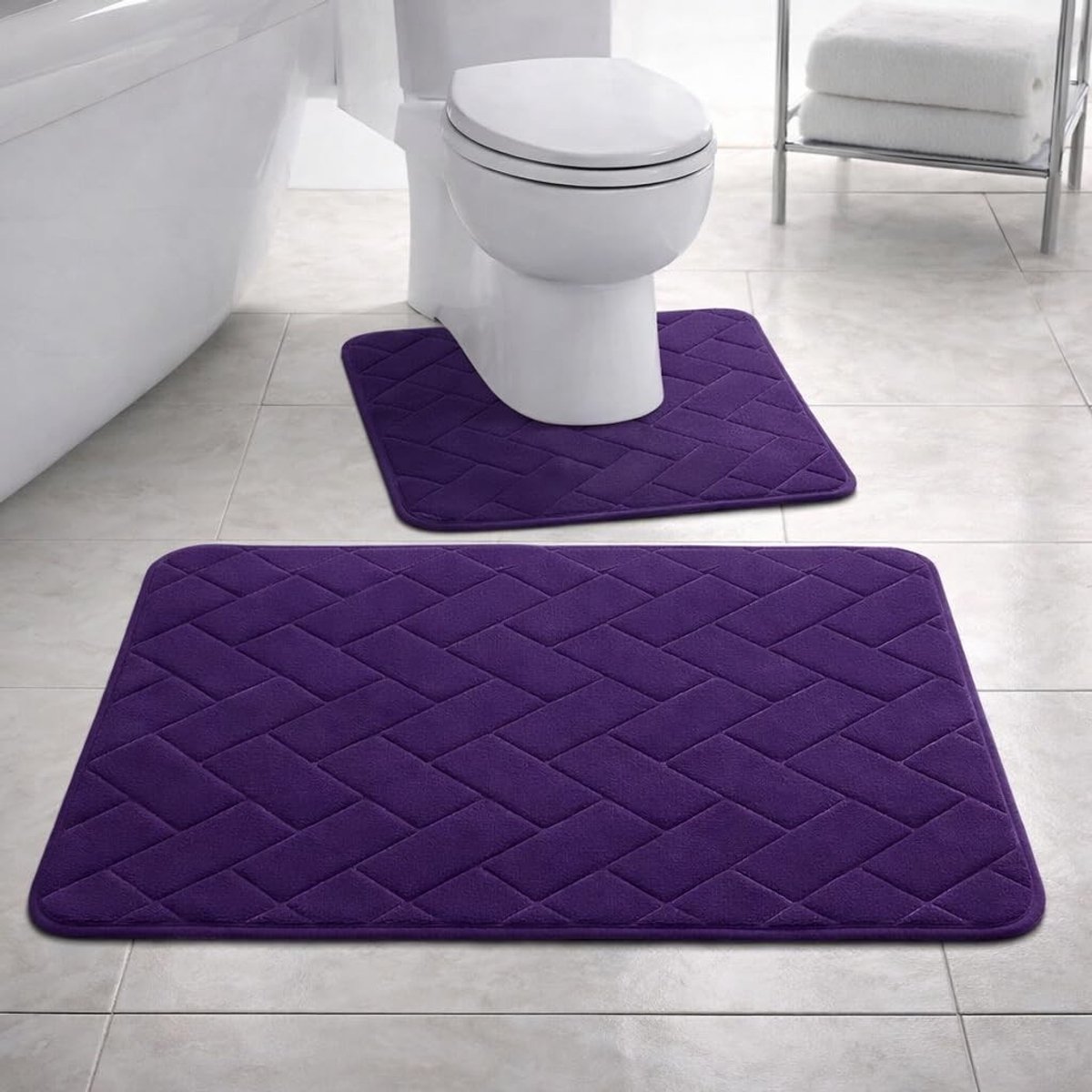 Omgoods - Geheugen Schuim Badmat Set met Antislip en Absorberend Ontwerp