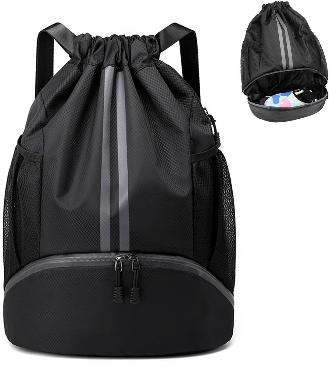Omgoods - Waterdichte Sporttas met Trekkoord en Schoencompartiment - Voor Fitness en Reizen