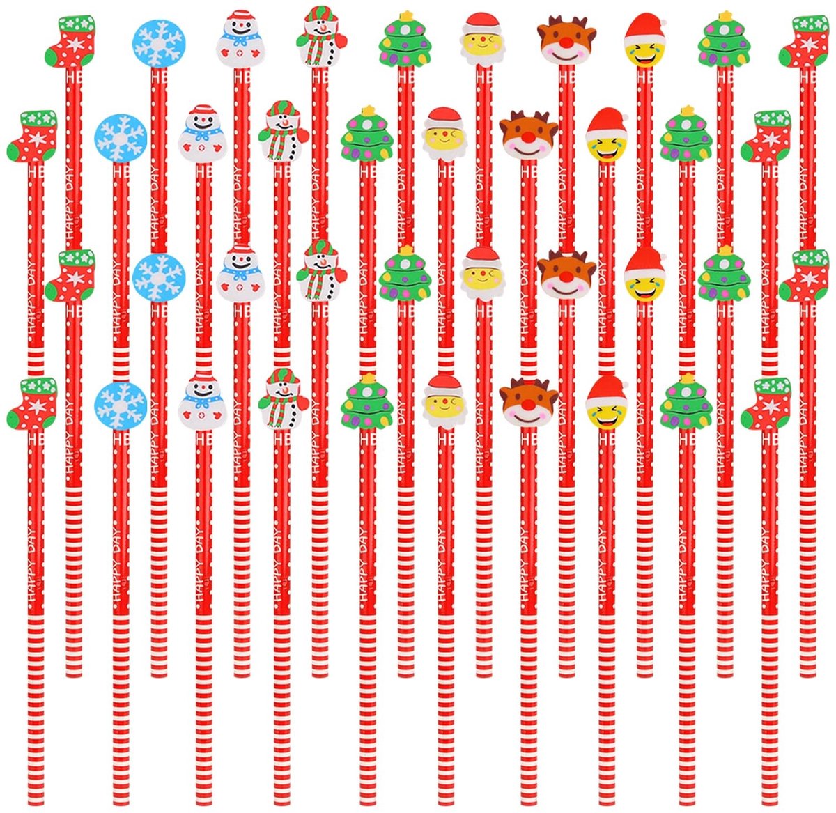 Omgoods - Kerstpotloden met Gummen voor School en Kantoor
