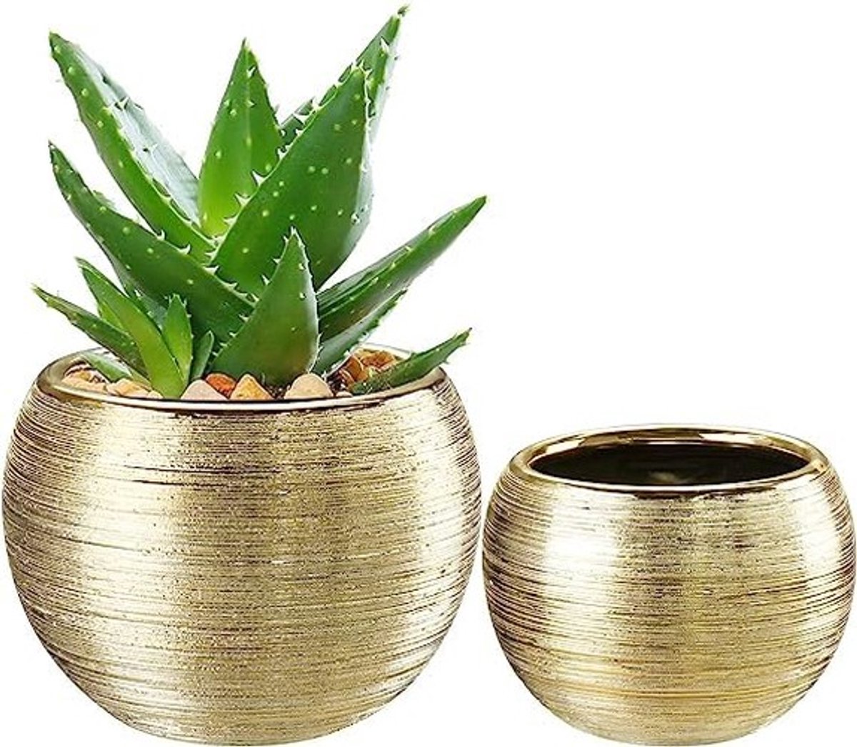 Omgoods - Decoratieve Keramische Plant Pot voor Binnen met Gouden Afwerking