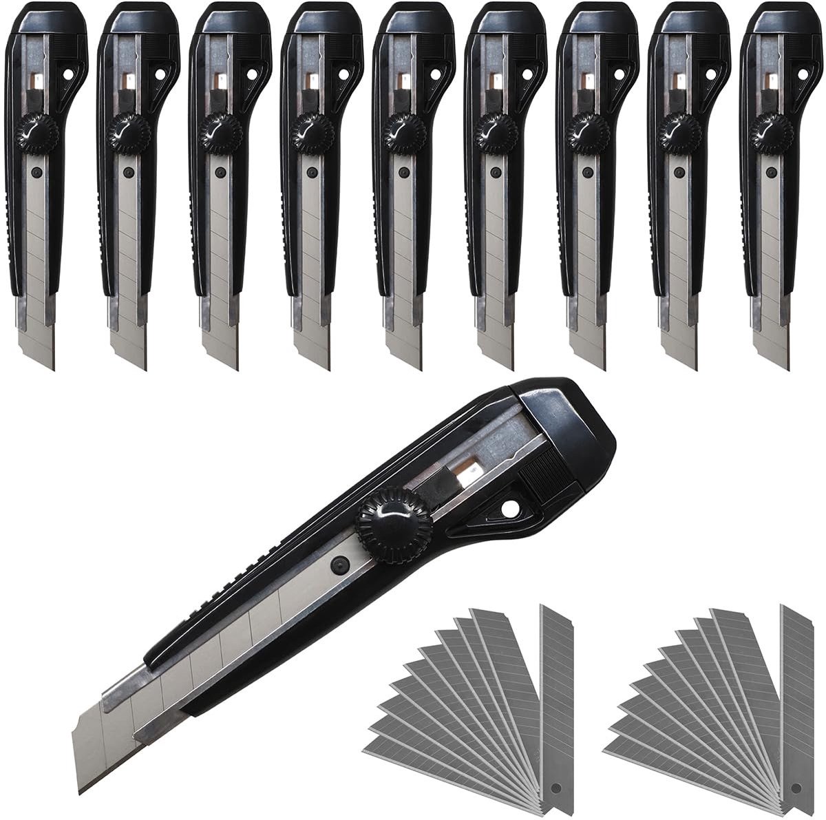 Omgoods - Set van 10 Cutters met 40 Vervangbladen en Metalen Gids
