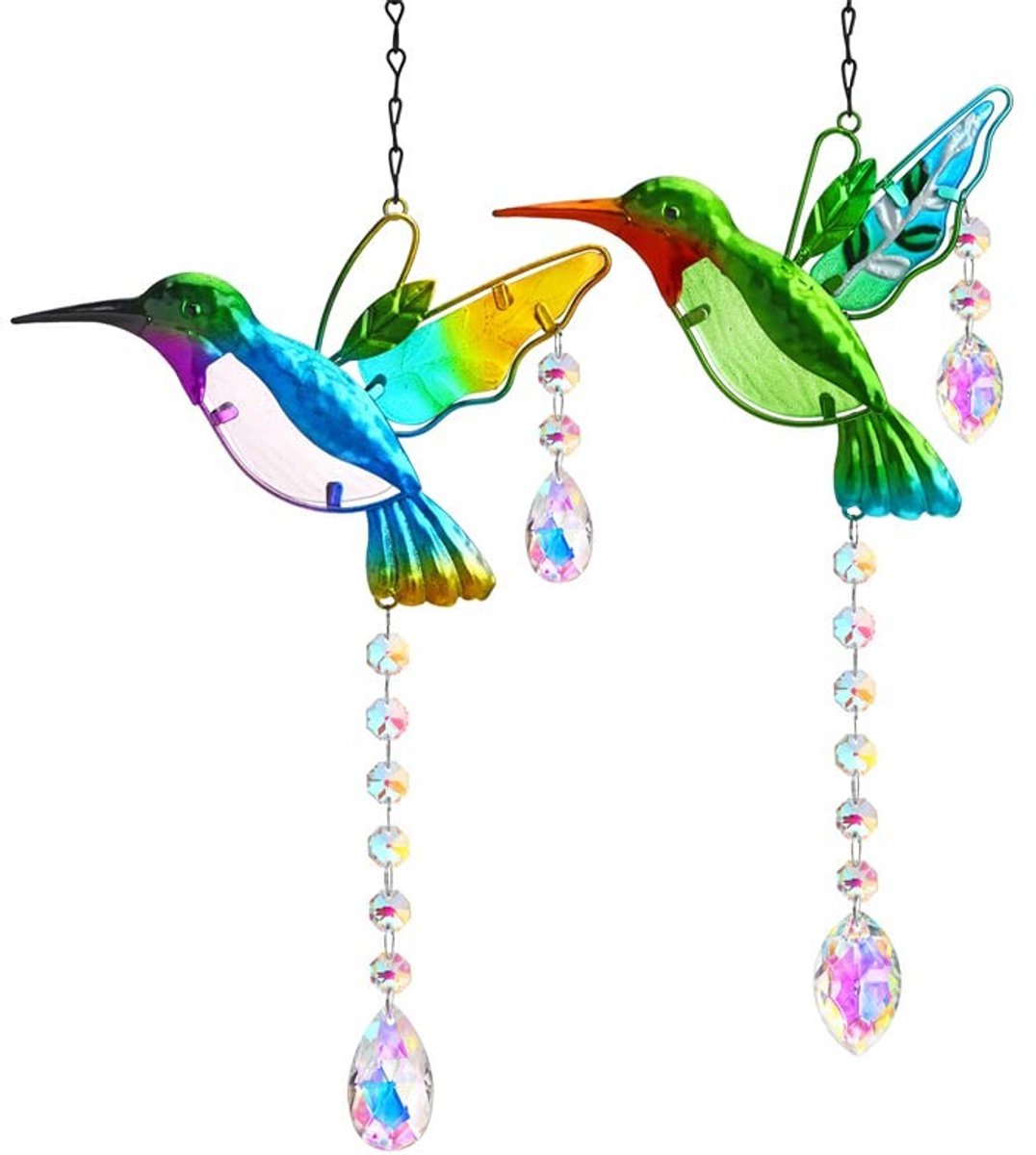 Omgoods - Kolibrie Suncatchers, Set van 2 Gebrandschilderd Glas