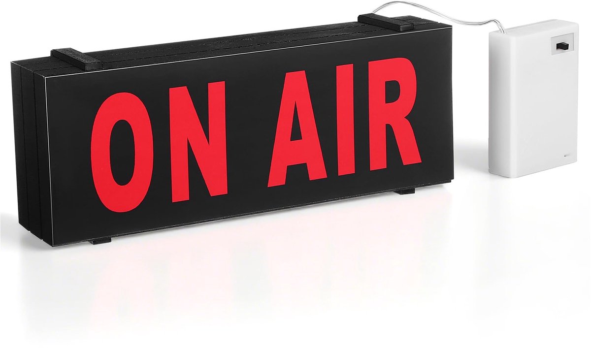 Omgoods- Neonbord On-Air - LED Decoratie - Wanddecoratie - Lichtbak - Lichtkleur - Hout/Kunststof - 22,5 x 4,5 x 8,2 cm - Lichtbord