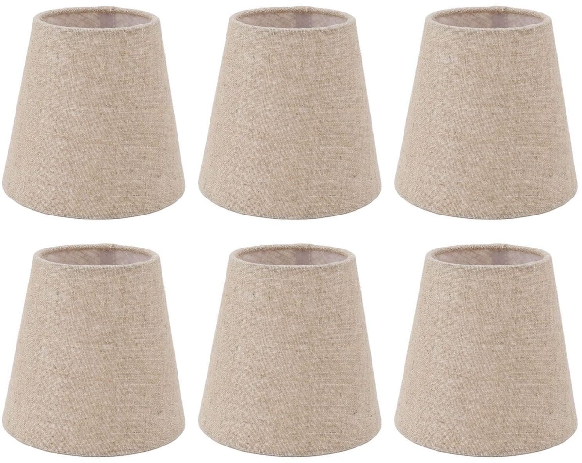 Omgoods - Kleine Lampenkap Set - Clip Op Lampenkap - Set van 6 - Linnen Kroonluchter Tinten - Geschikt voor E14-lamp - 3.7x5.5x5.1inch
