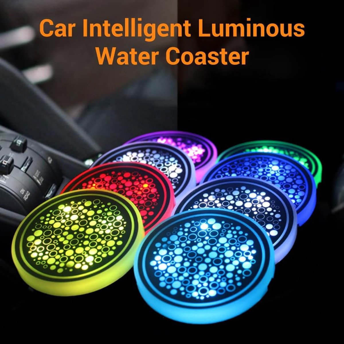 Omgoods - Set van 2 Lichtgevende Auto Onderzetters met USB Opladen