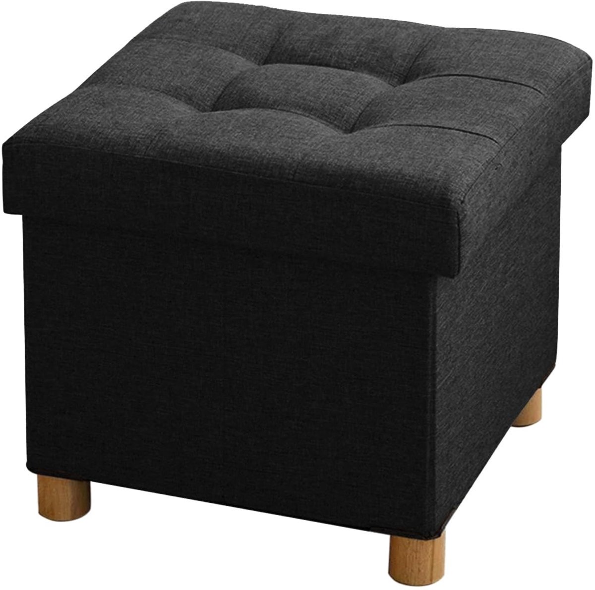 Omgoods - Opvouwbare Ottoman Opbergbox met Houten Poten 38 x 38 x 38 cm