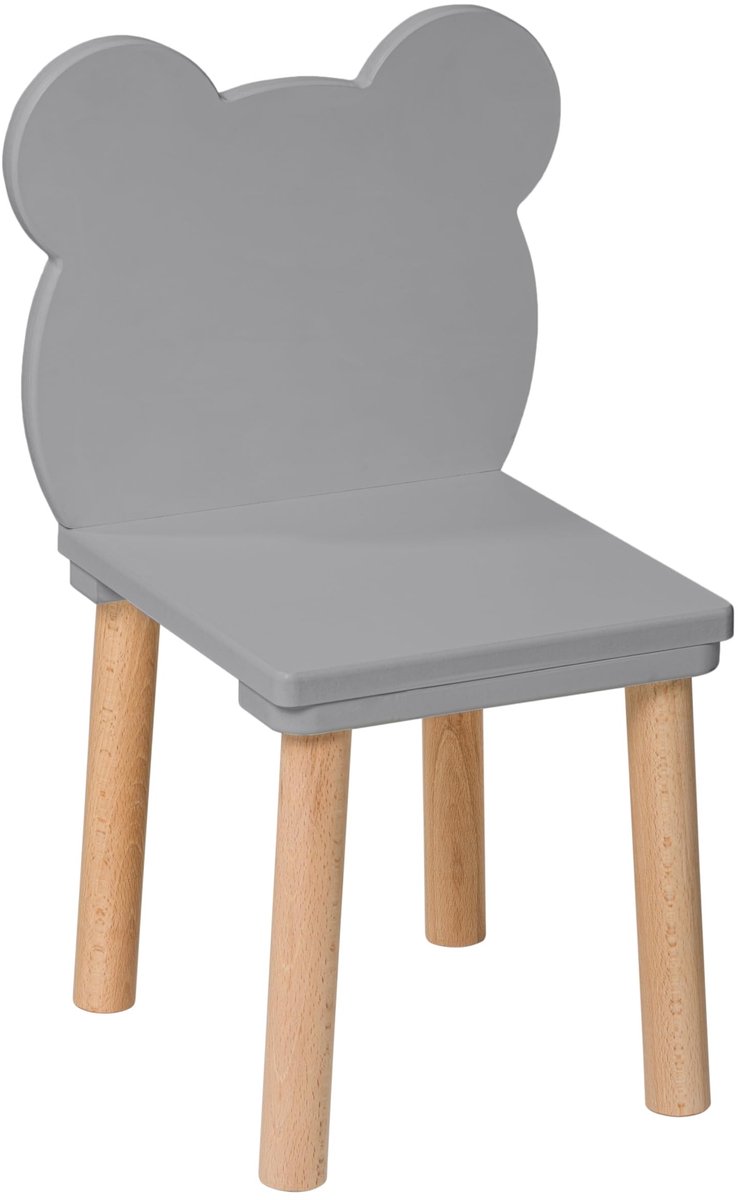 Omgoods - Houten Kinderstoel voor Kinderen van 2-7 Jaar, Ergonomisch Ontwerp in Grijs