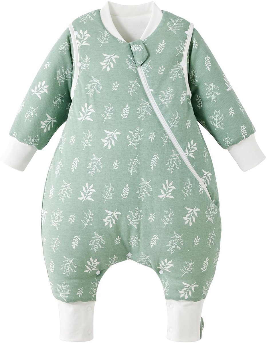 Omgoods - Winter Baby Slaapzak met Benen 3.5 Tog - 100% Katoen, Groene Bladeren