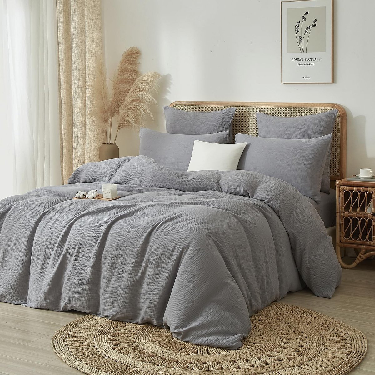 Omgoods - Muslin Bedlinnen Set met Reversible Duvet Cover en 2 Kussenslopen