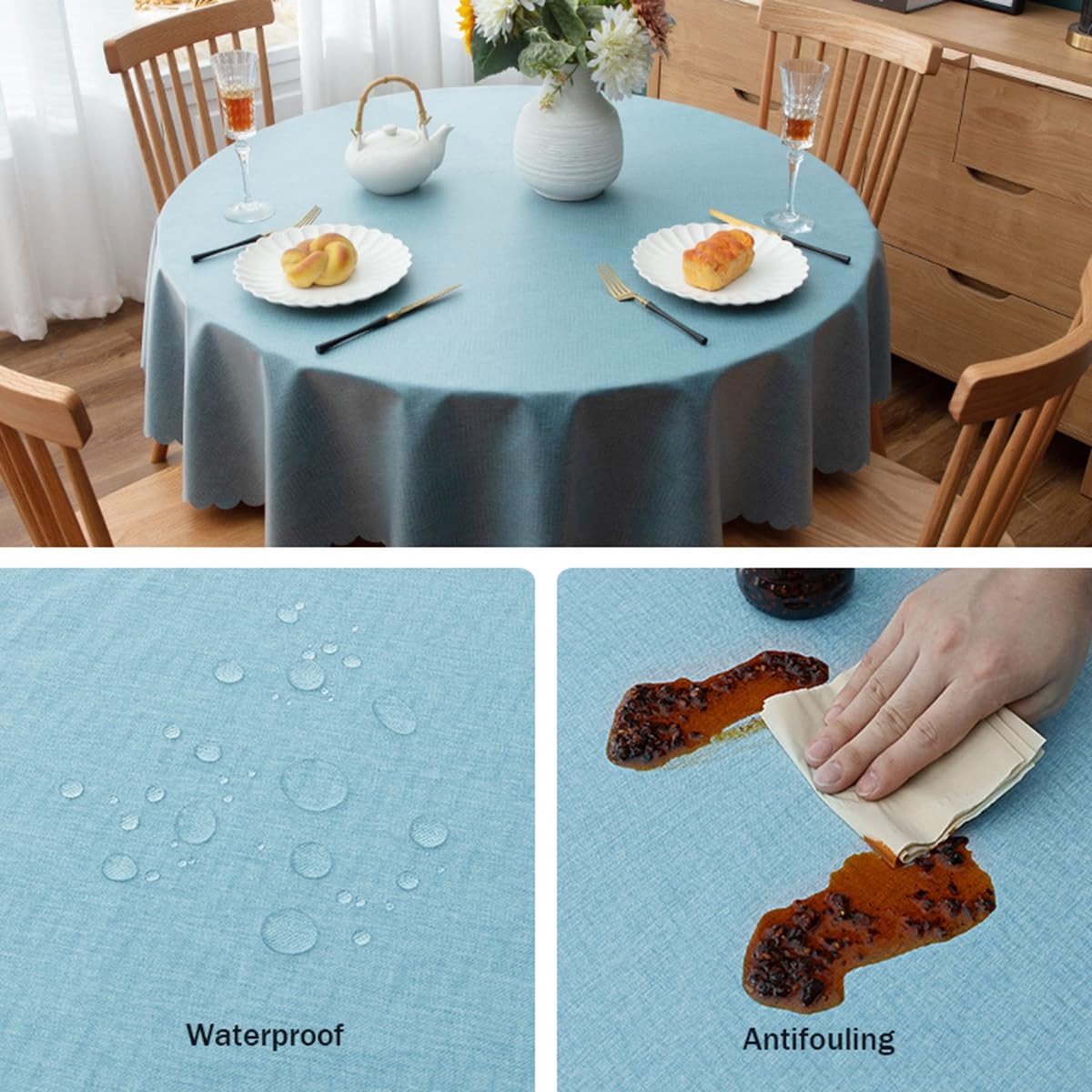 Omgoods - Ronde Tafelkleed Water- en Vlekafstotend Wit 240 cm
