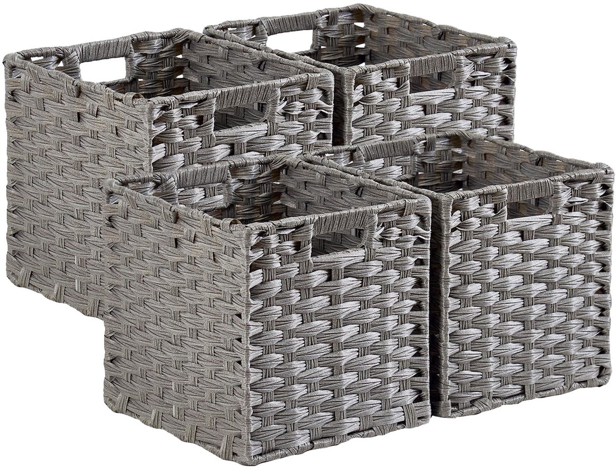 Omgoods - 28 cm Opbergdozen - Set van 4 Rietlook Opbergmanden