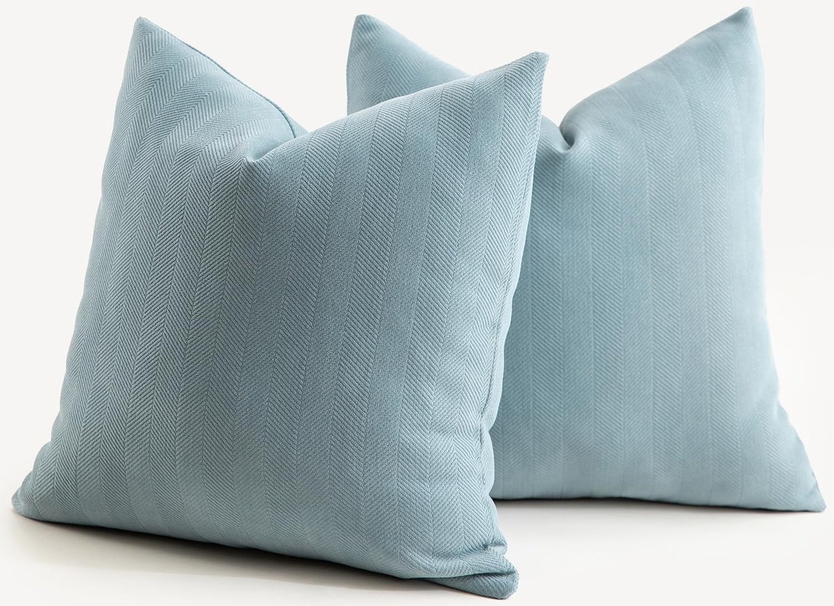 Omgoods - Set van 2 Chenille Kussenhoezen 50 x 50 cm in Lichtblauw