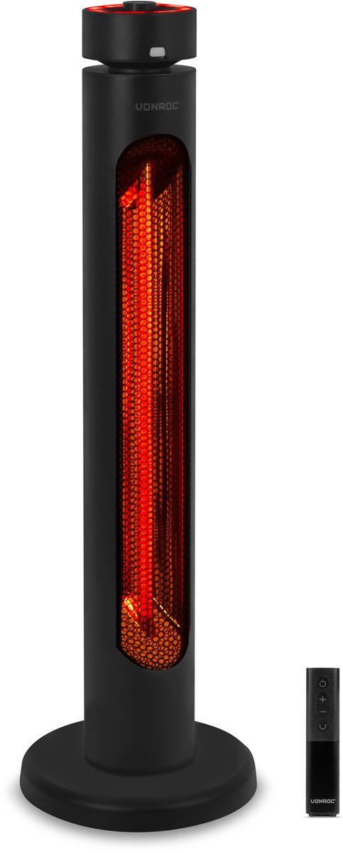 VONROC Staande Terrasverwarmer Panarea 2000W – Patio heater - Golden Carbon infrarood verwarmingselement – zwenkfunctie - Incl. afstandsbediening