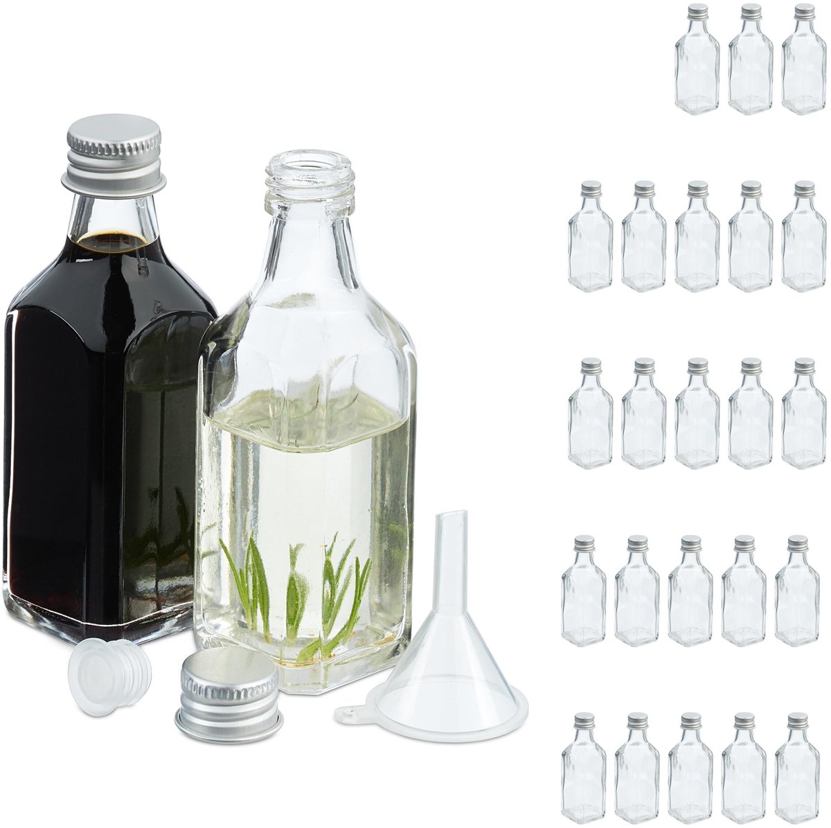 Omgoods - Set van 25 Glazen Flessen 50ml met Schroefdop en Kurk