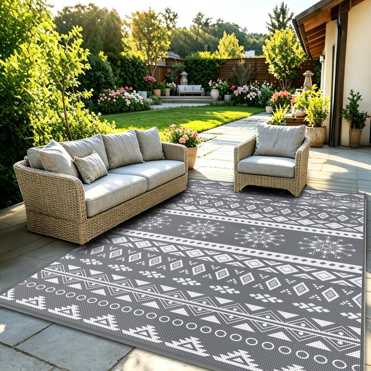 Omgoods - Weerbestendige Buitenmat, 180 x 270 cm, Reversible