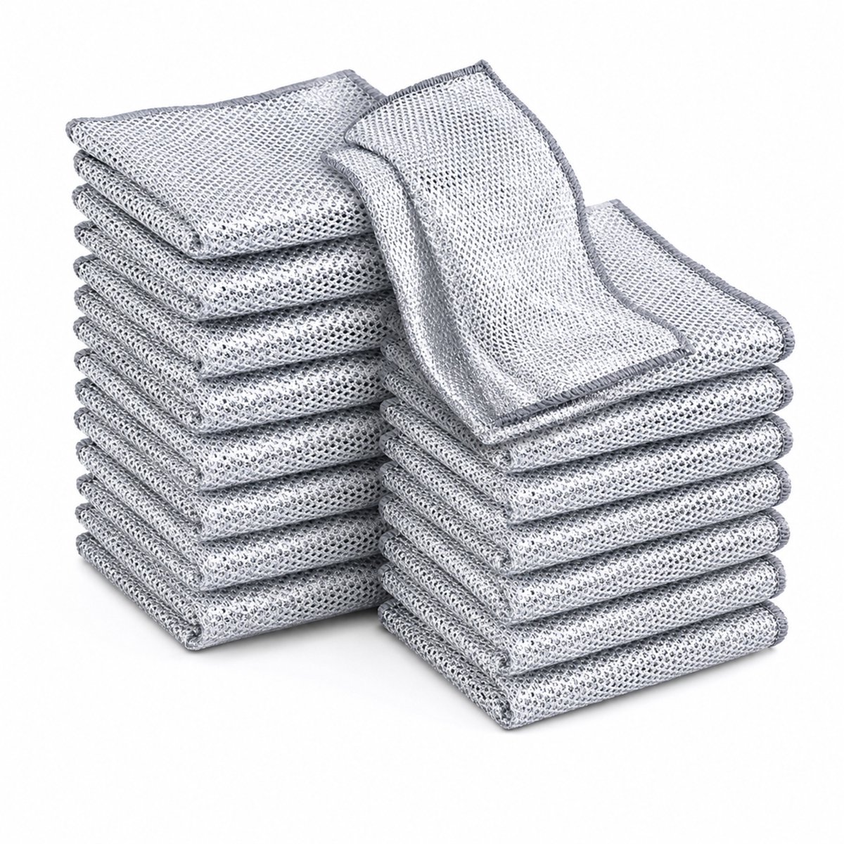 Knaak Staaldraad Vaatdoek - 12 Stuks - Herbruikbare Schoonmaakdoeken - 20 x 20 cm - Voor Keuken en Huishoudelijk Gebruik