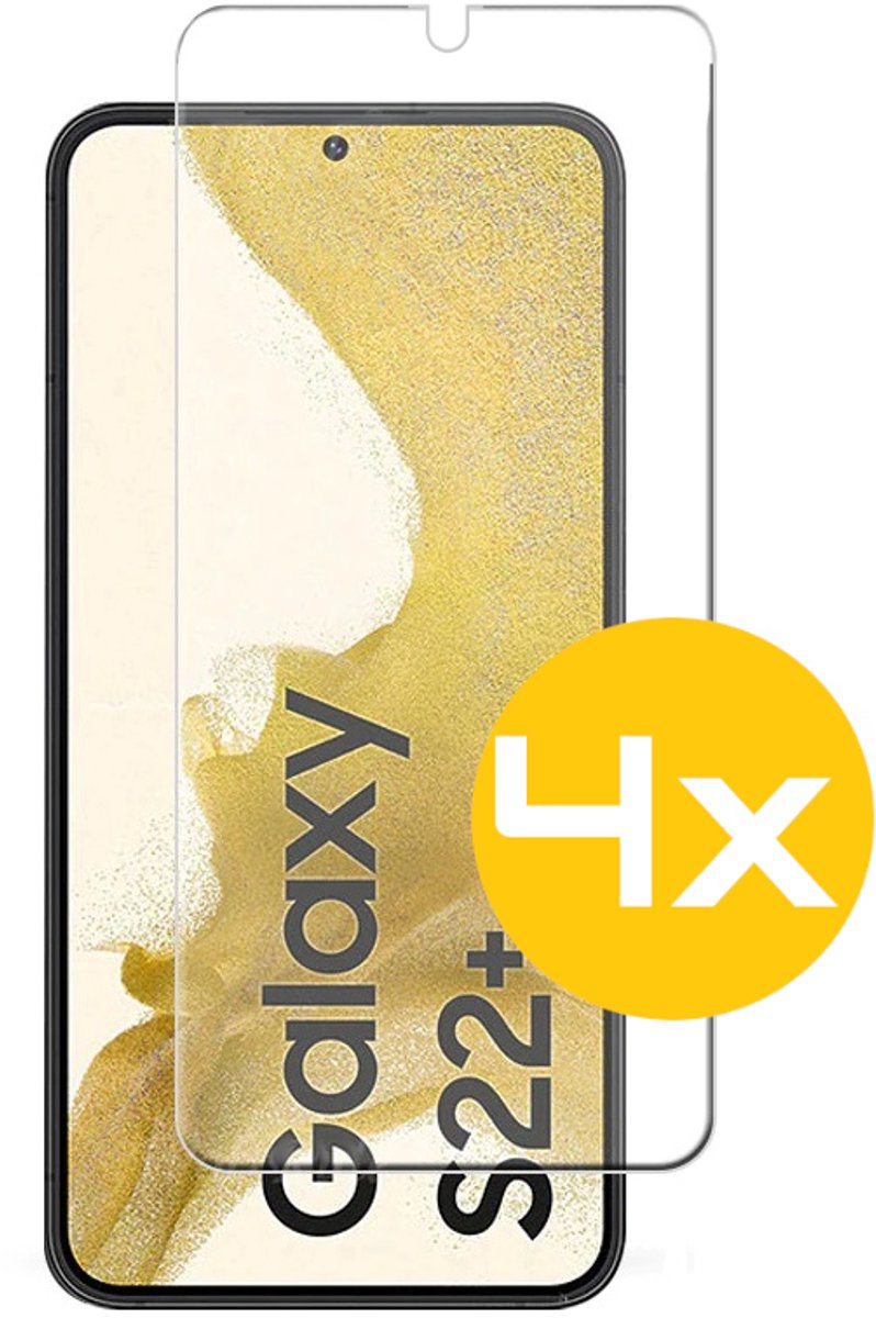 Screenprotector Geschikt Voor Samsung Galaxy S22+ (S22 PLUS) - Glasplaat - Tempered Glass - 4 Stuks