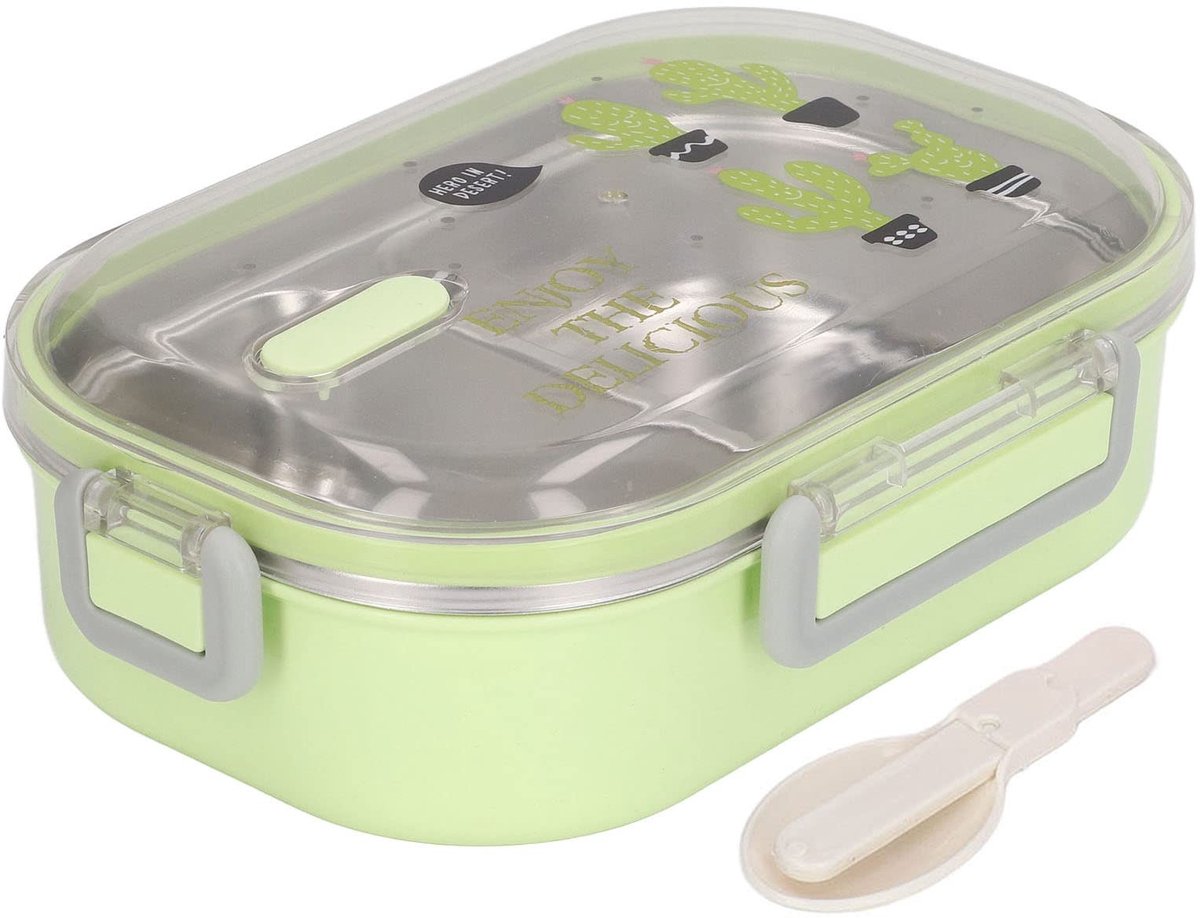 Omgoods- Lunchbox Roestvrij Staal - Luchtdicht - 2 Vakken - Antivallend Deksel - Hygiënisch - 21,5 x 15 x 6,5 cm - Bentobox