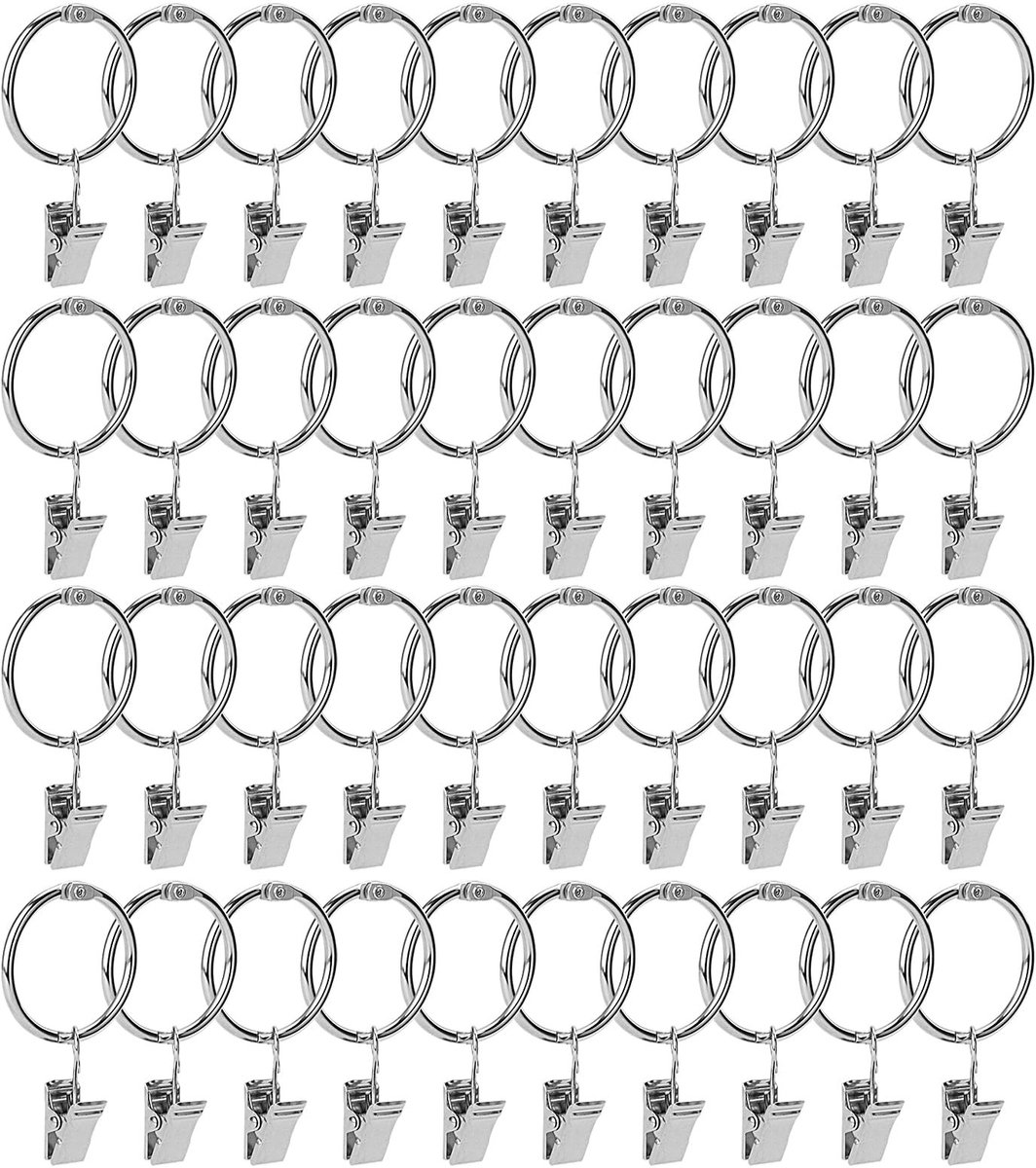 Omgoods- Gordijnringen 32 mm - Metalen Gordijnringen met Clip - Zilveren Gordijnringen - 100 Stuks - Sterke Grip - Geschikt voor Gordijnroede - Gordijnclips