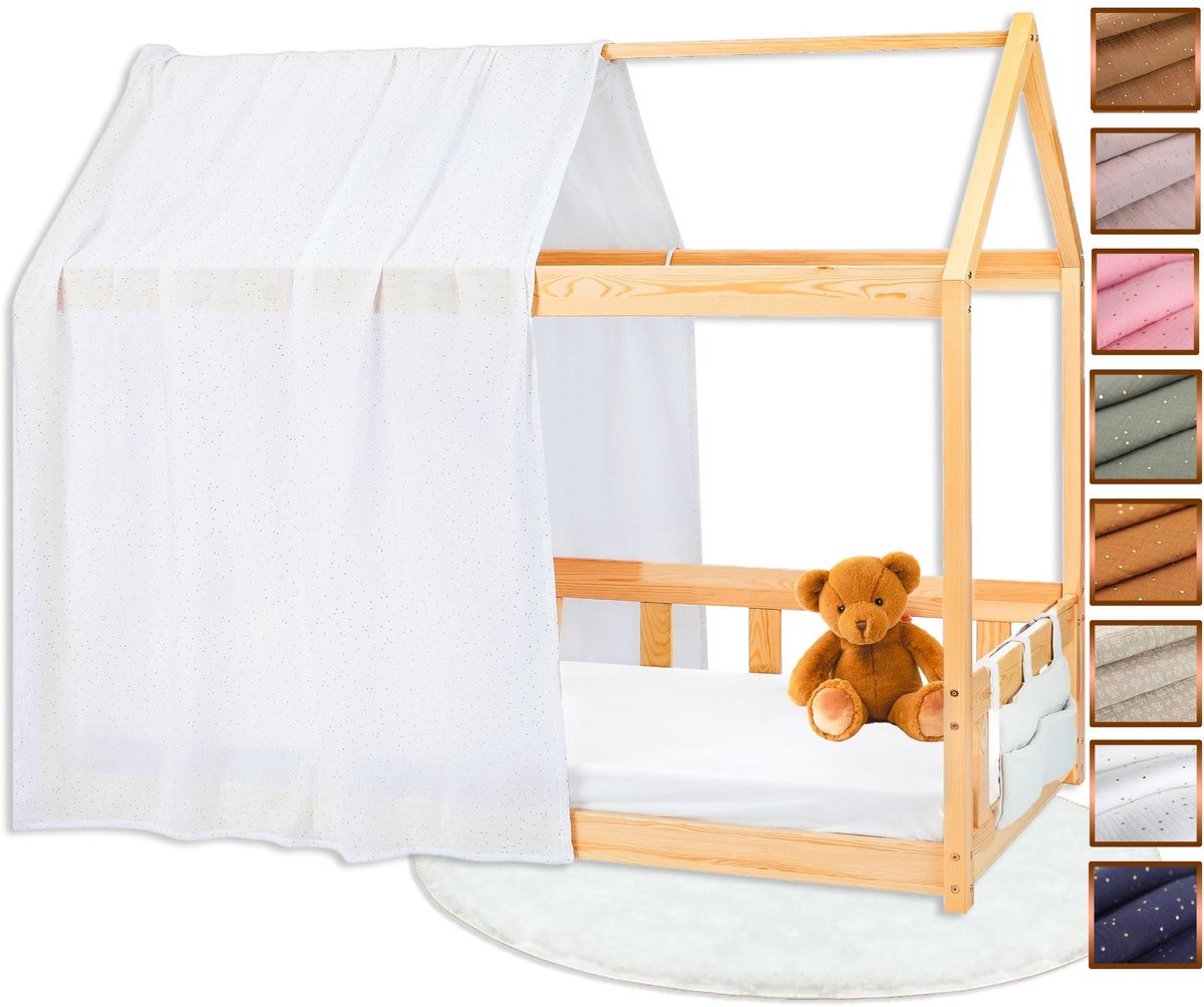 Omgoods - 100% Katoenen Bedgordijn voor Montessori Bed met Opbergzak