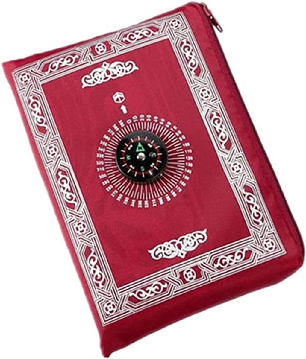 Islamic Travel Prayer Rug with Compass, Pocket Size, Includes Carry Bag, Lightweight, Polyester, Waterproof, 60 x 100 - ShopVlot