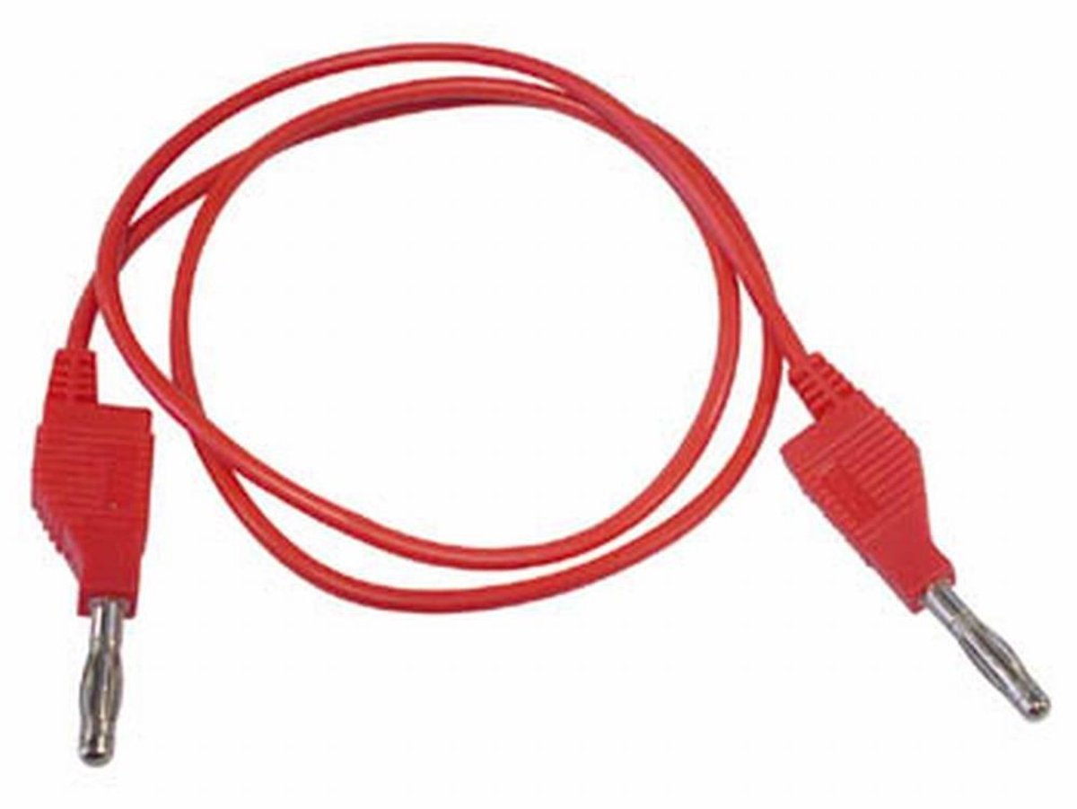 Velleman Meetsnoer, banaanstekker 4 mm, dubbel geïsoleerd, stapelbaar, spuitgegoten, zeer soepel, kabellengte 100 cm, rood, maximaal 30 V/3 A