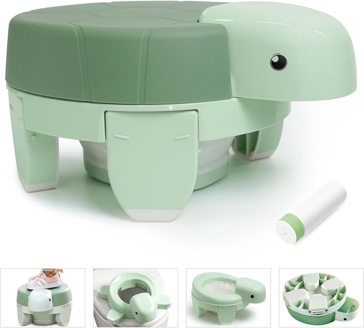 Potty Training Toilet - Reis Potje Peuter - Zindelijkheidstraining Thuis - Opvouwbaar 4-in-1 Ontwerp - 33 x 24 cm - Groen