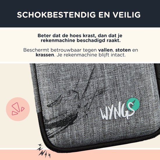 Casio fx-82NL+ incl. WYNGS Beschermhoes Turkoois - Wetenschappelijke Rekenmachine - Basis Pakket