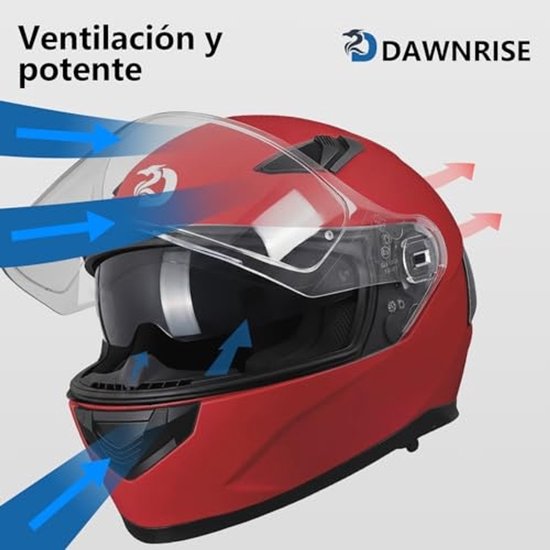 DAWNRISE Integraalhelm met dubbel vizier ECE 22.06 - Robijnrood - Maat XXL