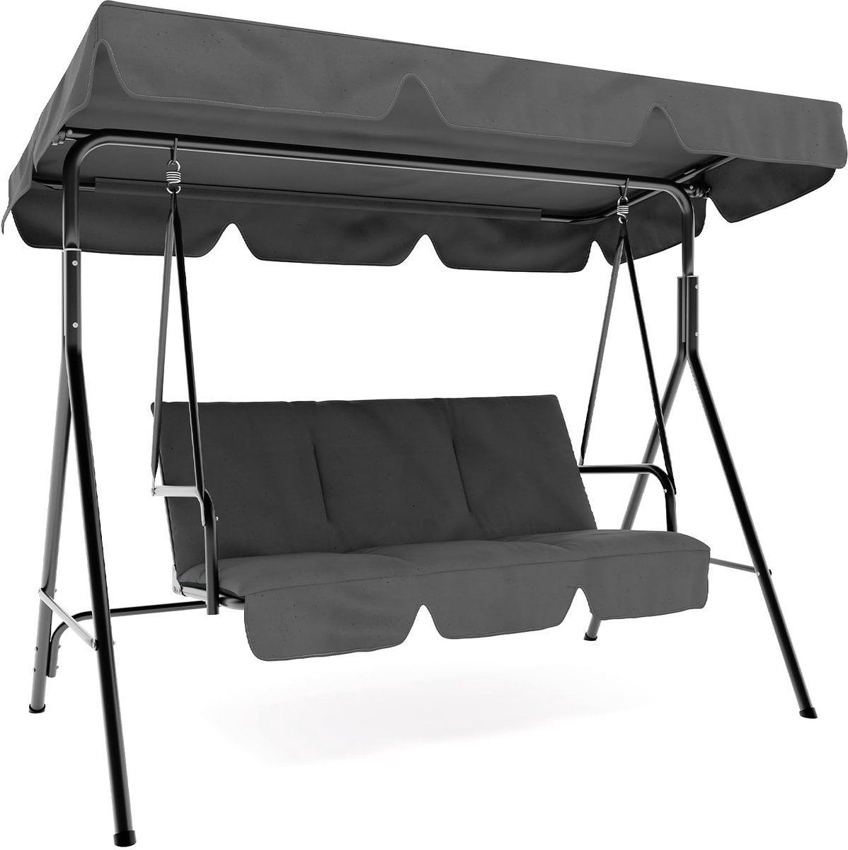 Triumpunpre Tuin Schommelstoel 170x110x153 cm - IJzeren Buiten Hangstoel Grijs met Stabiel Frame - Comfortabele Patio Lounge Stoel voor Terras en Tuin