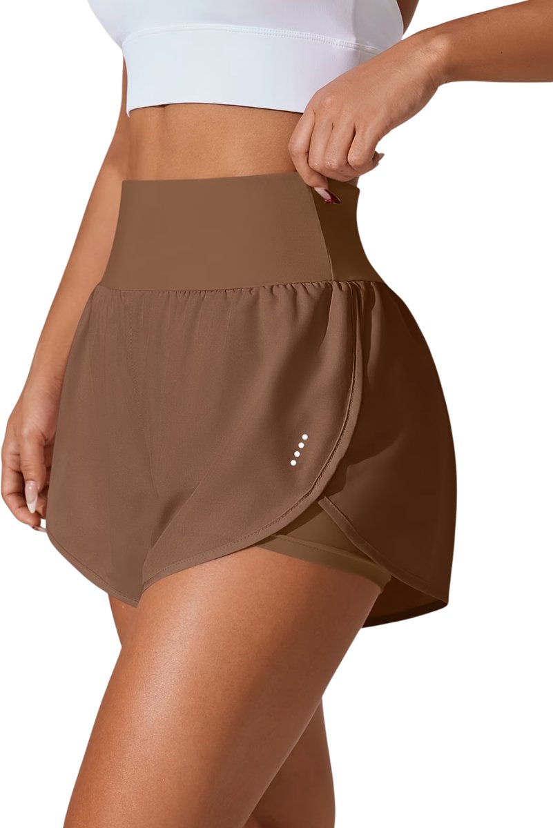 Currero Biker Short Dames Gymshort Korte Legging Lange Onderbroek Bikershort Met Pijpjes Olijfbruin