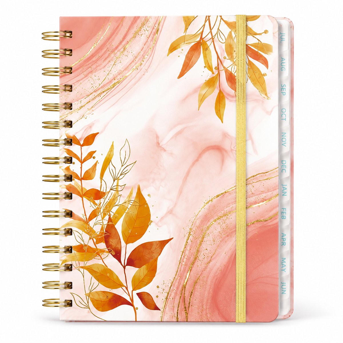 Agenda 2026 2027 - A5 Jaarplanner met Weekoverzicht en Harde Kaft - Professionele Weekplanner met Maandtabs en Goudfolie - Bloemen- en vlinderpatronen