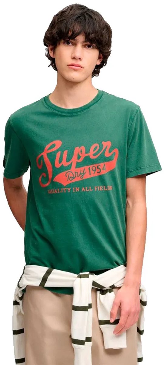 Superdry Vintage Script T-shirt Heren T-shirts Groen