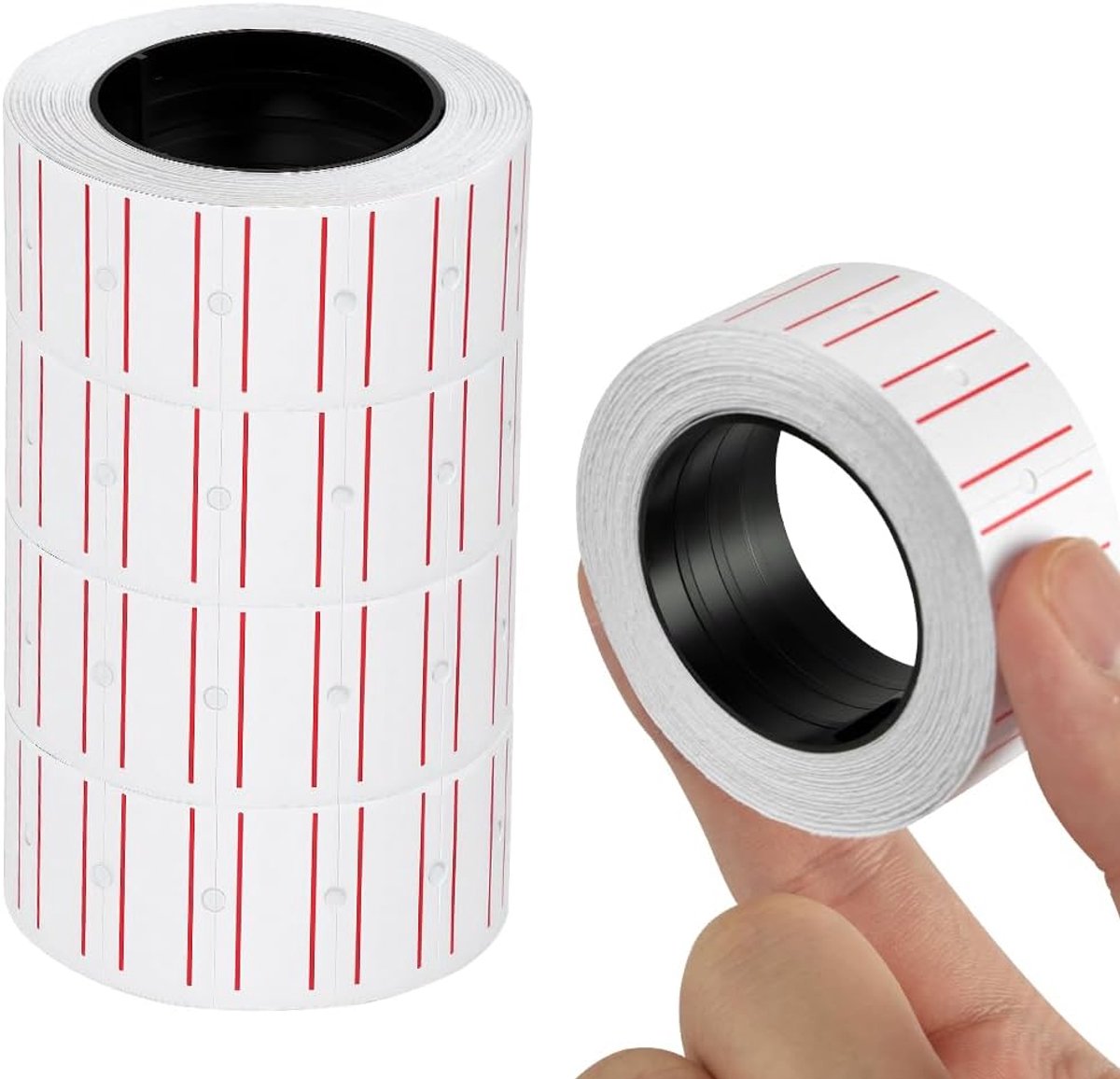 Prijslabels 2500 stuks - 22x12mm - Rode strepen - Zelfklevend en verwijderbaar - SnelShoppen