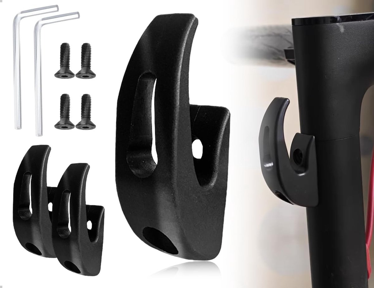 SnelShoppen - 2 Stuks Elektrische Scooter Haken - Multifunctionele Haken voor E-Scooter - Compatibel met Diverse Modellen - Zwart - Ideaal voor Boodsc