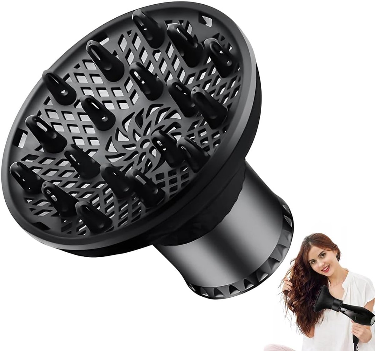 SnelShoppen - Universele Diffuser voor Haar, Curly Hair Diffuser, Verstelbaar van 4 cm tot 6 cm, Warmtebestendig Materiaal, Lichtgewicht en Comfortabe