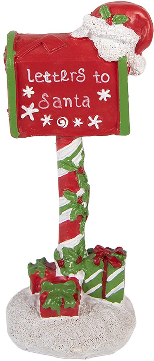 Clayre & Eef Kerstdecoratie Beeld Brievenbus 8x6x17 cm Rood Kunststof